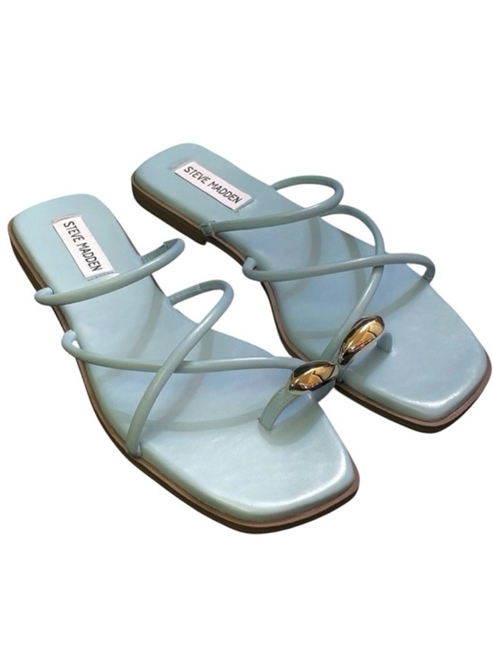 Steve Madden Shoes - STEVE MADDEN Adriell Strappy Slide Sandal w/ Gold Toe Ring Accent 7.5 US Blue